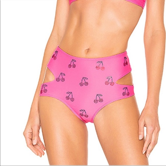 BEACH RIOT // Whitney Cherry Rhinestone Cutout Bikini Bottoms - Picture 2 of 8